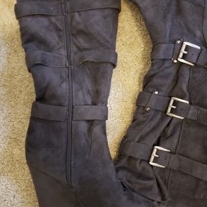 All gray wedge boots